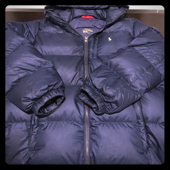 Children POLO RALPH LAUREN PINK NAVY DOWN PUFFER SKI COAT JACKET HOODED NWT $155